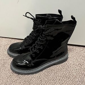 Patent leaather combat boots